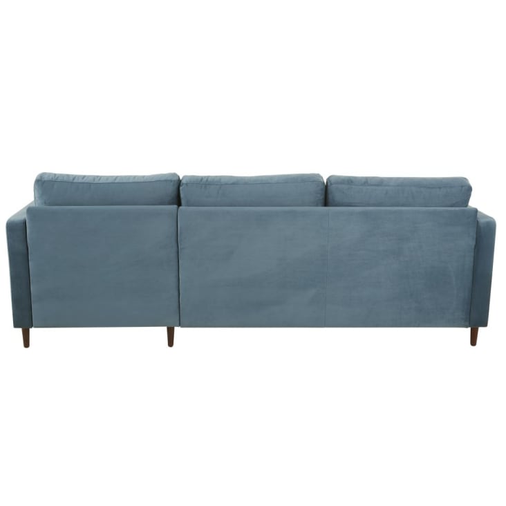 Sofá-cama de canto de 4 lugares de veludo azul-Olivia cropped-5