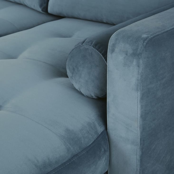 Sofá cama esquinero de 4 plazas de terciopelo azul-Olivia cropped-6