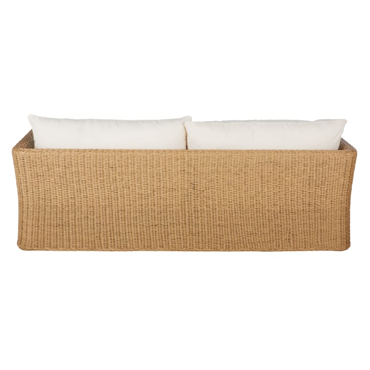 Sofá de jardim de 3 lugares em resina reciclada a imitar rattan e