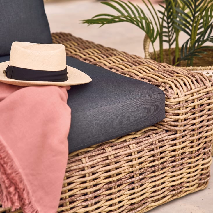 Sofá de jardim para 3/4 pessoas em resina entrançada reciclada a imitar