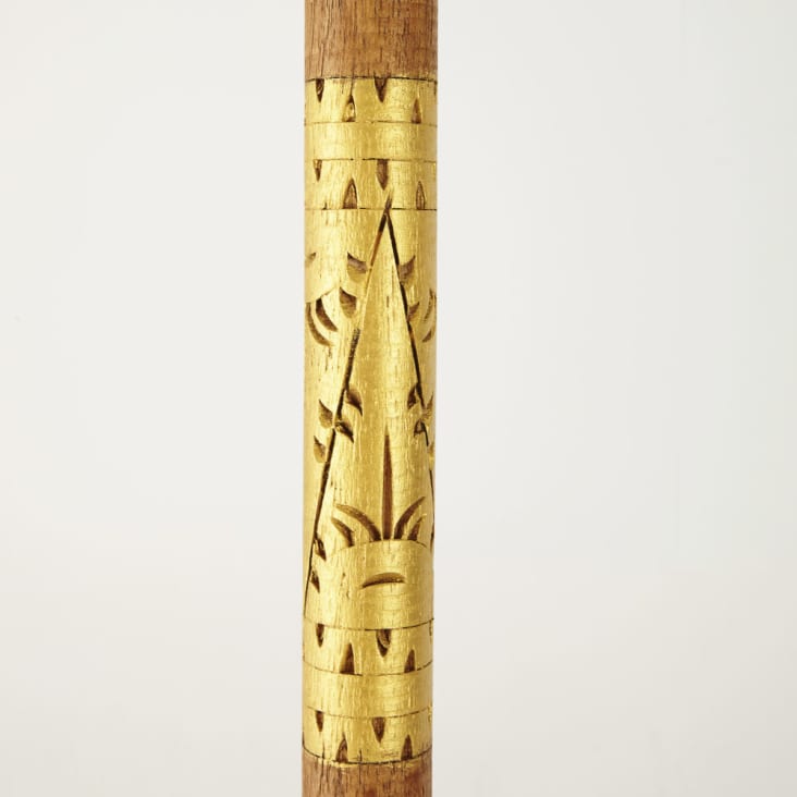 Sombrilla de algodón color crudo con motivos decorativos dorados-Ubud cropped-3