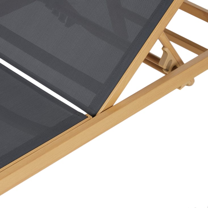 Sonnenliege aus Aluminium in Holzoptik und anthrazitgrauem