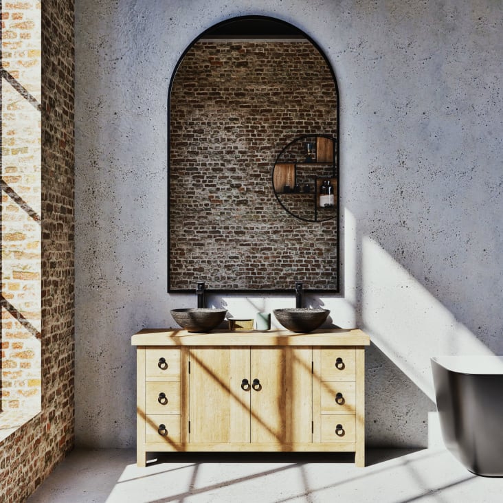 Specchio per finestra con cornice in legno, 35,6 x 83,8 cm, da appendere verticalmente in stile rustico bianco invecchiato, per decorazione da parete, specchio rettangolare vintage per soggiorno