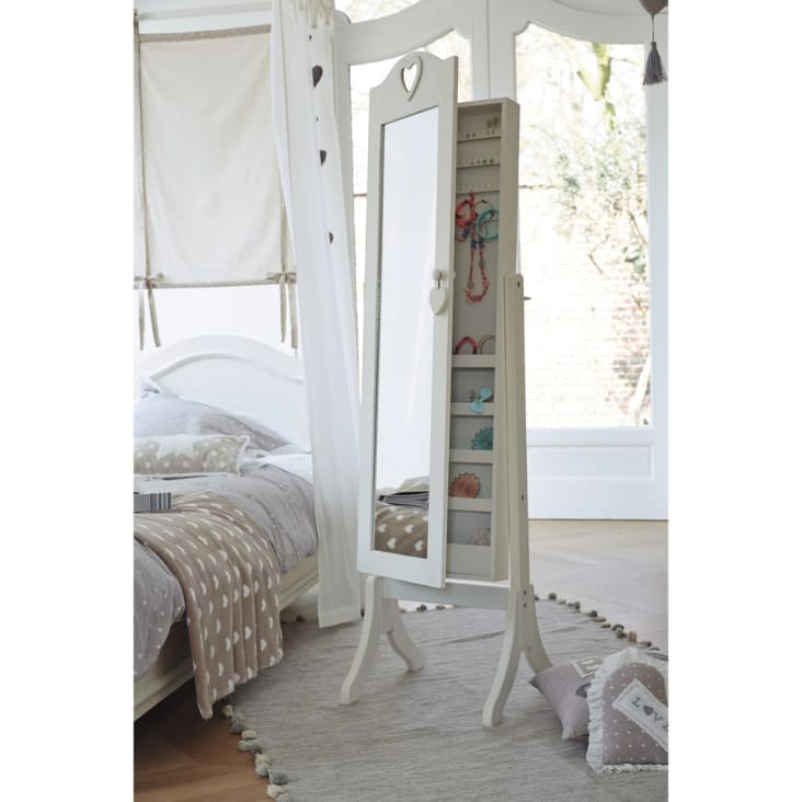 Specchio da terra con portaoggetti bianco, 42x160-Valentine ambiance-3