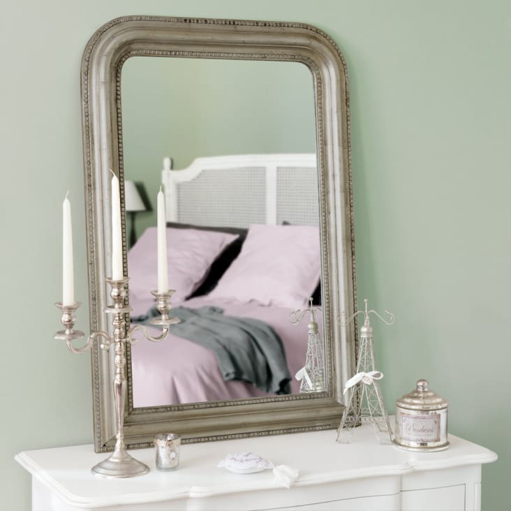 Specchio in legno di paulownia cangiante con modanature 67x97-Céleste ambiance-2