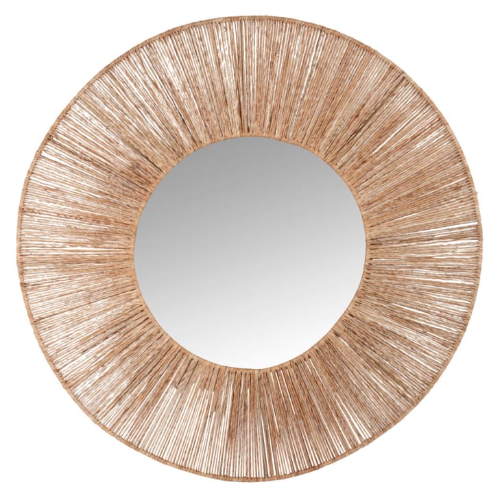 Specchio realizzato in iuta marrone Ø 70 cm-ETHANIEL