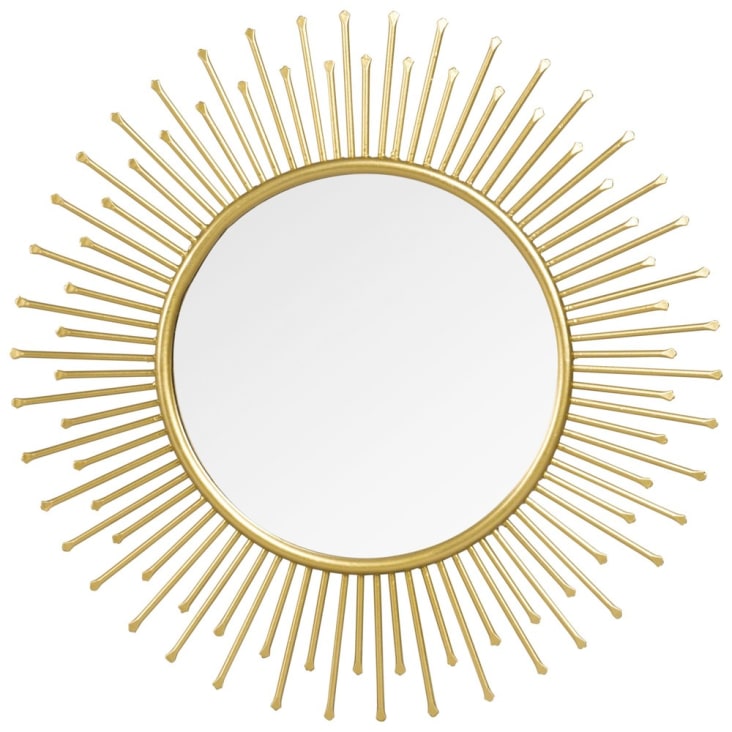 Specchio rotondo in metallo dorato, 31 cm-SOLANE