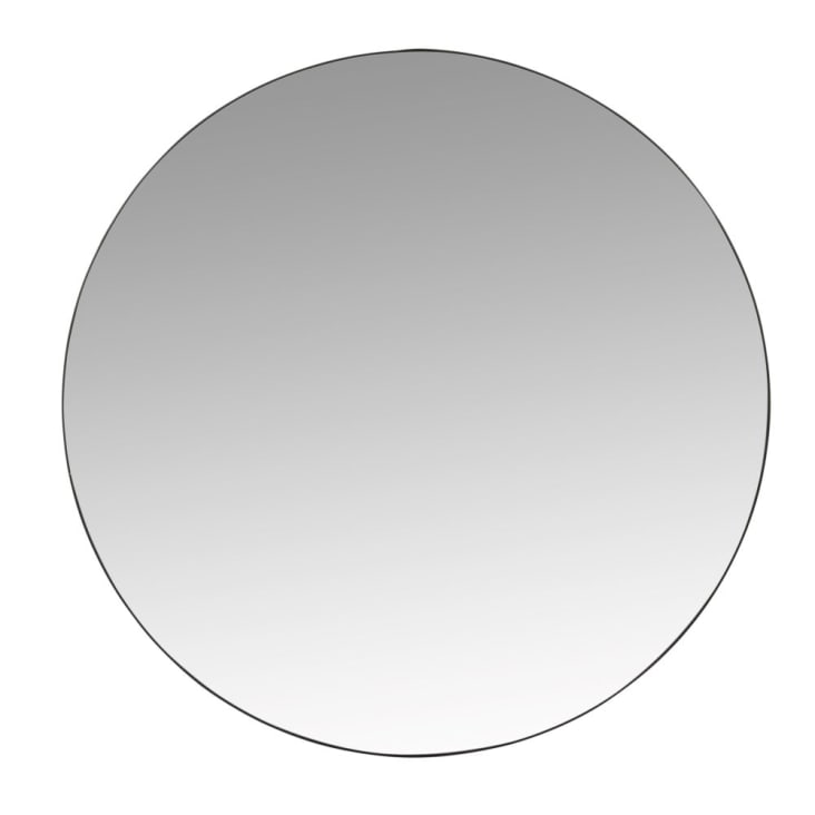 Specchio rotondo in metallo nero, 70 cm-CLEMENT
