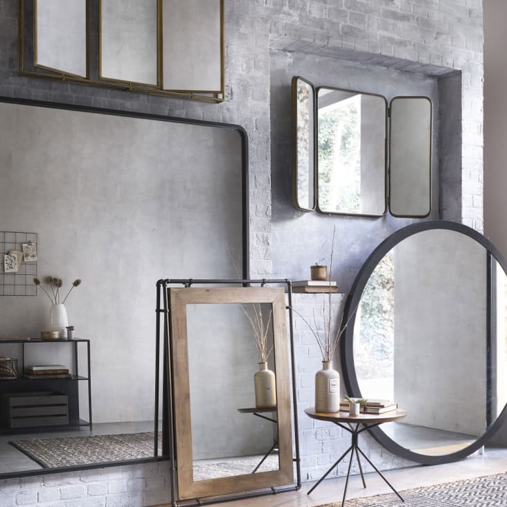 Specchio rotondo nero in metallo 159 cm-Stratford ambiance-5