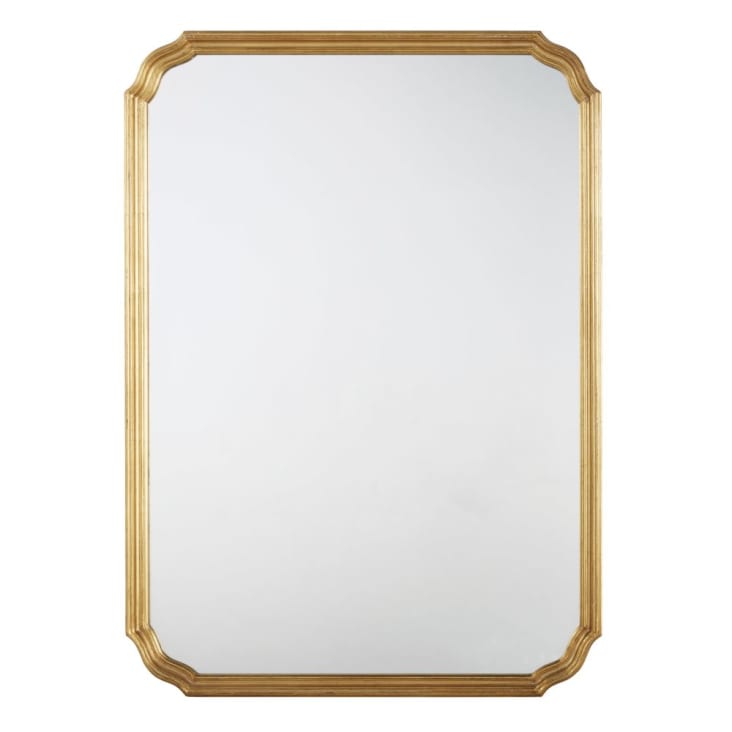 Spiegel mit Zierleisten, Harz und goldfarbenes Paulownienholz 98x108cm  OMERA