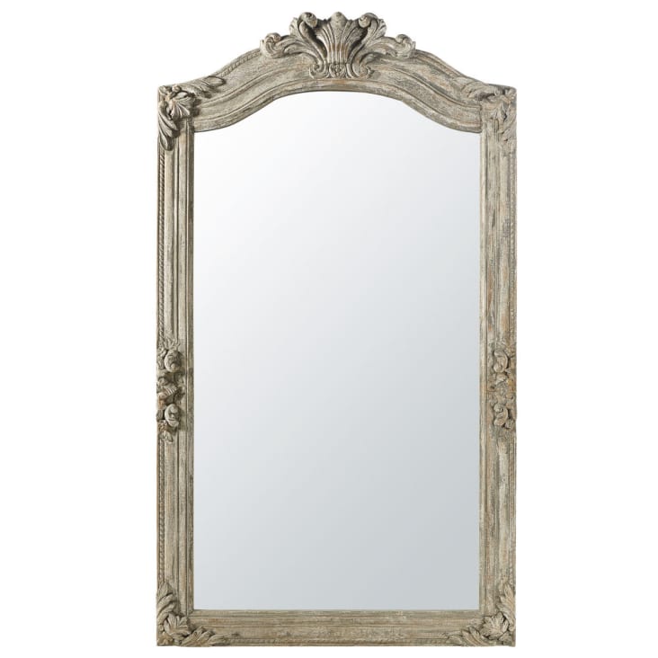Spiegel mit Zierrahmen aus grauem Mangoholz 123x220-ANVERS