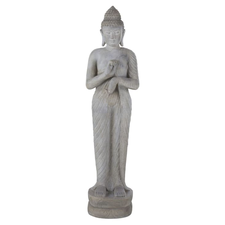 Statue de jardin bouddha grise blanchie H158-MARACANA