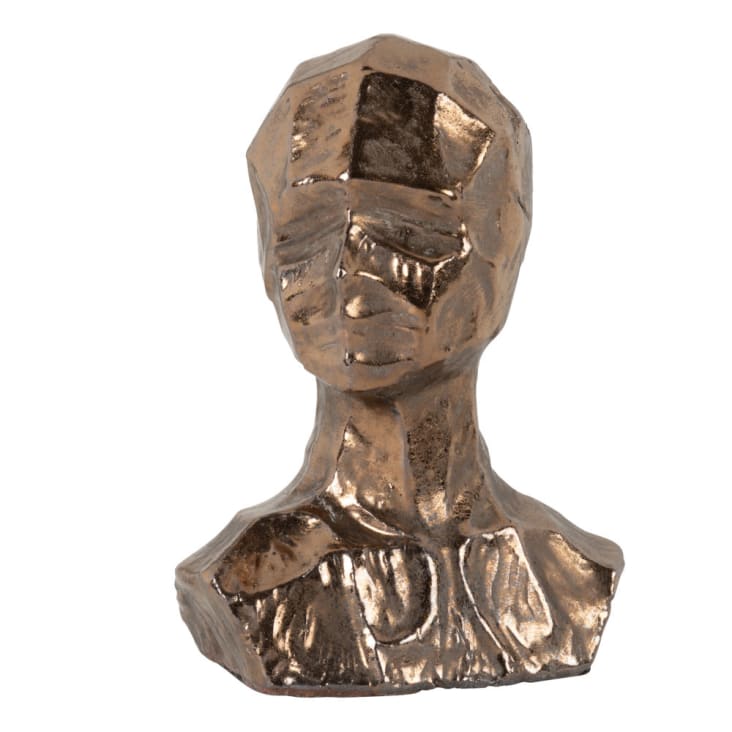 Statuette tête en grès bronze H29-ASKOY