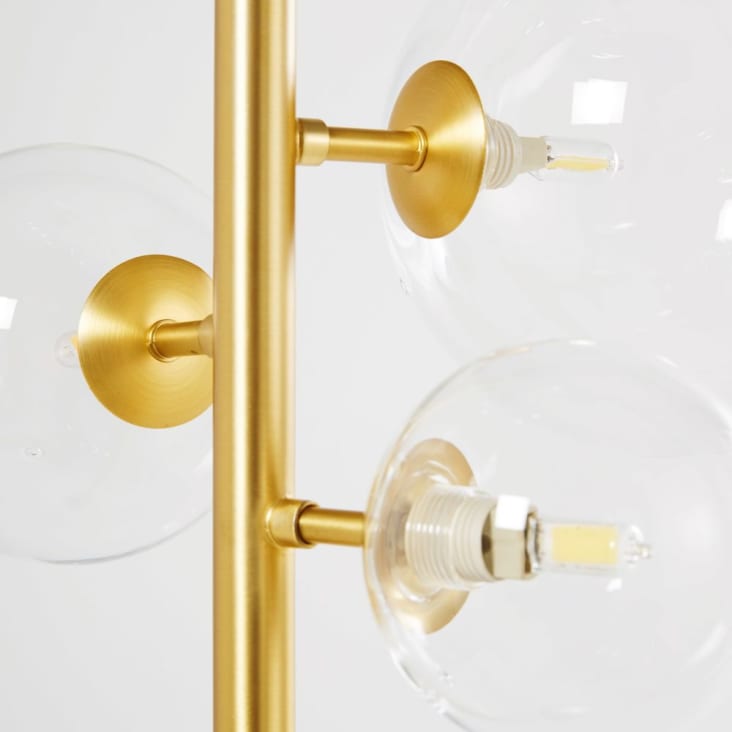 Stehlampe aus goldfarbenem Metall mit 6 Glaskugeln H160-ATOME detail-4