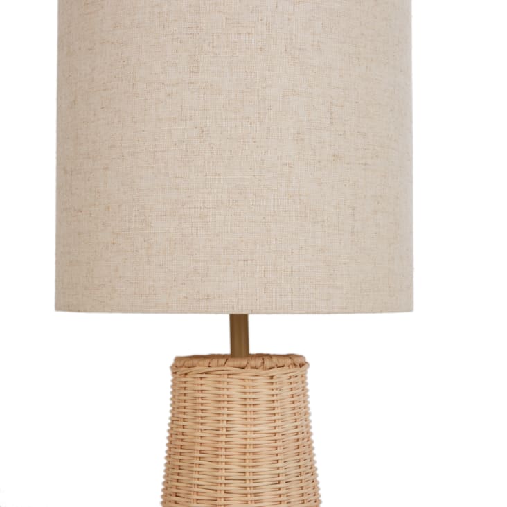 Stehlampe aus Rattan und | H137cm Lampenschirm Maisons CELYA beigefarbenem Leinen, Monde du aus