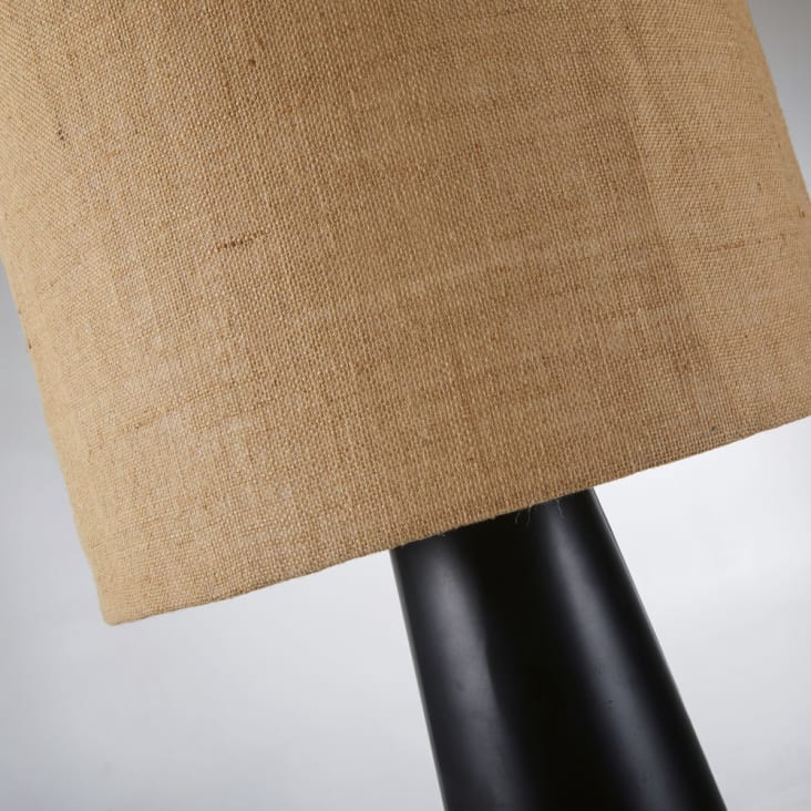 Stehlampe aus mit Maisons H149 Metall Monde BUNGA schwarzem | du Jute-Lampenschirm