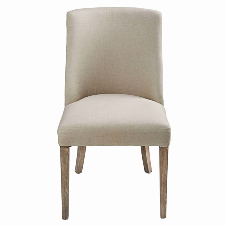 Stuhl aus Leinen und gebleichtem Eichenholz, beige-Diane cropped-2
