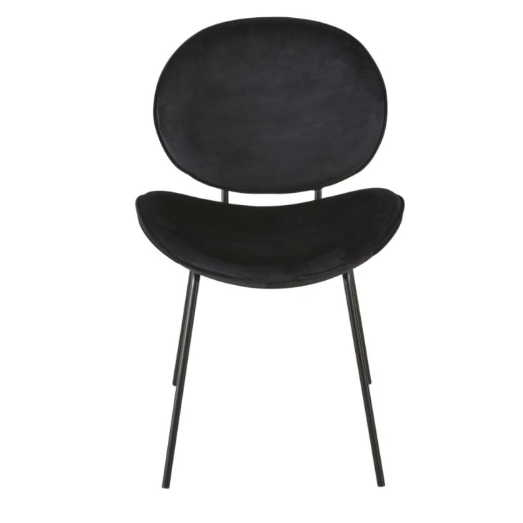 Stuhl aus schwarzem Metall mit schwarzem Samtbezug-Luna cropped-2