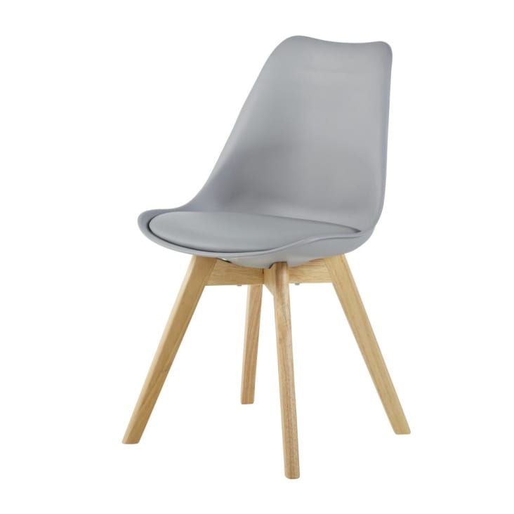 Stuhl im skandinavischen Stil aus Kautschukholz, stahlgrau-Ice