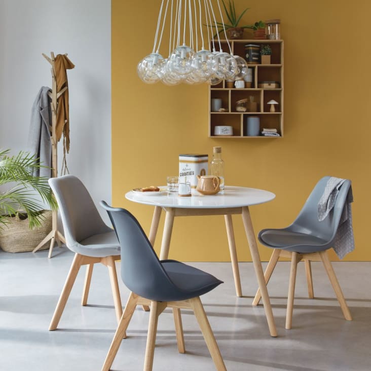 Stuhl im skandinavischen Stil aus Kautschukholz, stahlgrau-Ice ambiance-5