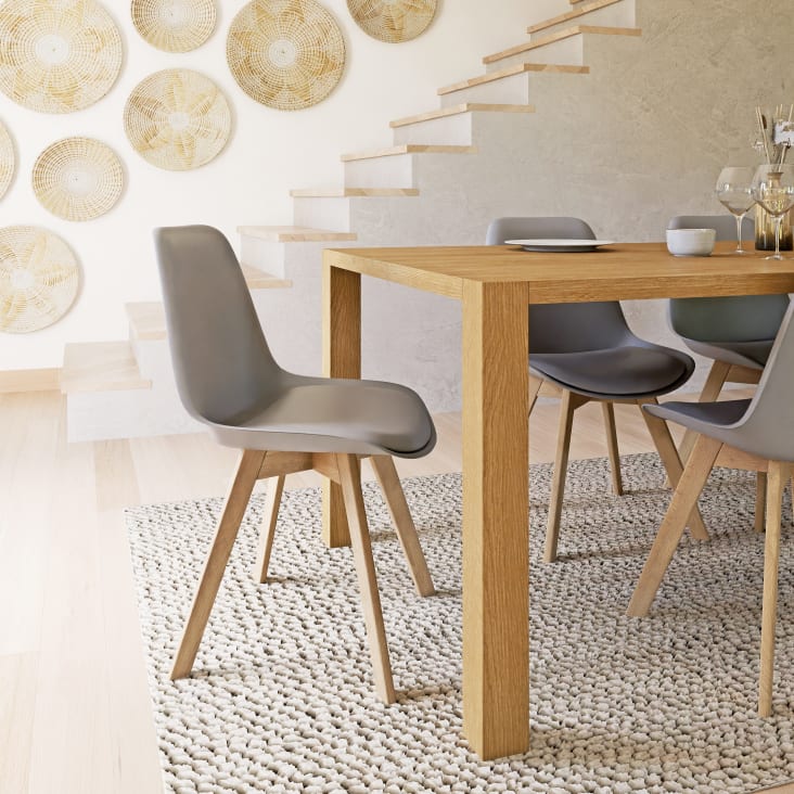 Stuhl im skandinavischen Stil aus Kautschukholz, stahlgrau-Ice ambiance-6