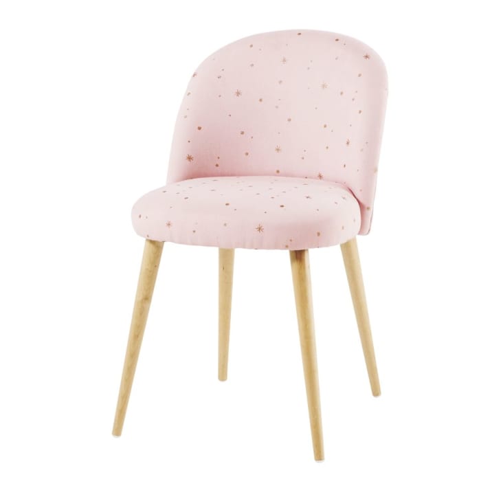 Stuhl im Vintage-Stil, rosa mit goldfarbenem Sternenmotiv-Mauricette