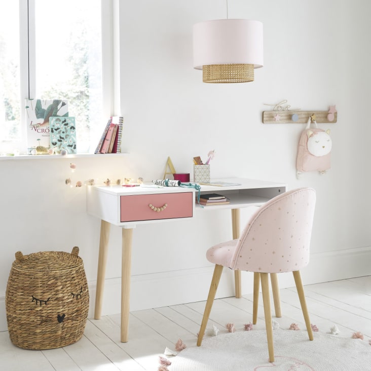 Stuhl im Vintage-Stil, rosa mit goldfarbenem Sternenmotiv-Mauricette ambiance-8