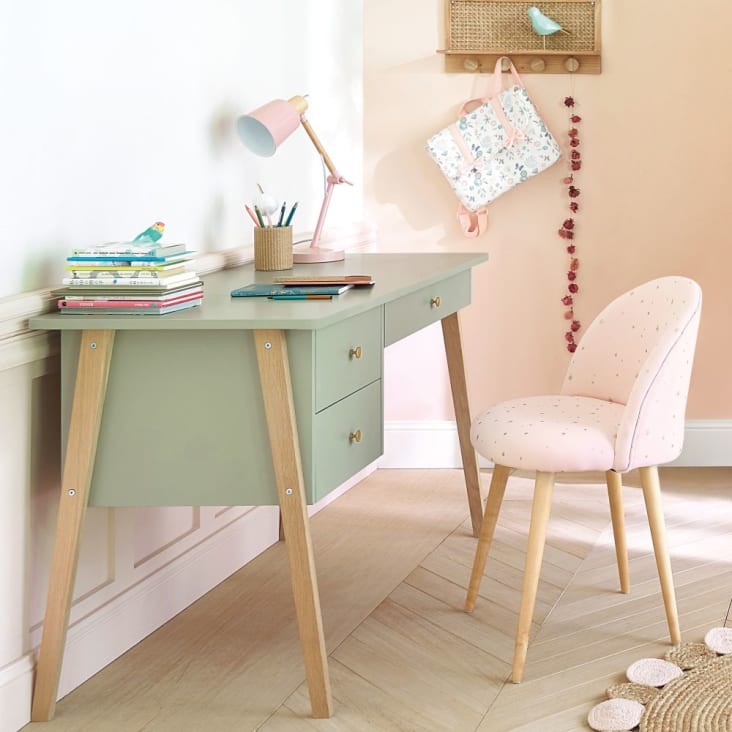 Stuhl im Vintage-Stil, rosa mit goldfarbenem Sternenmotiv-Mauricette ambiance-6