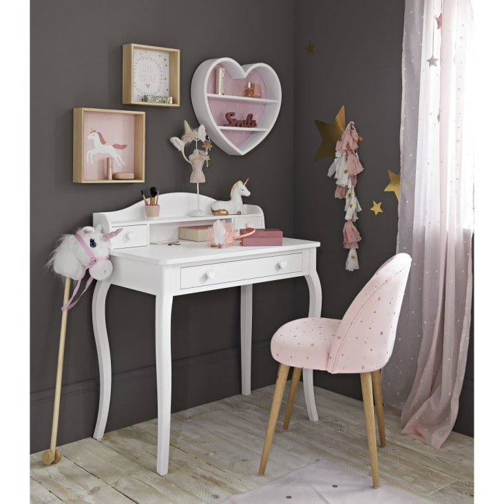 Stuhl im Vintage-Stil, rosa mit goldfarbenem Sternenmotiv-Mauricette ambiance-13