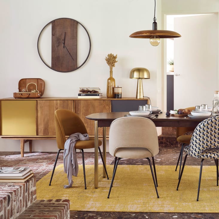 Stuhl mit Baumwollveloursbezug beige-cappuccino und schwarzem Metall-Isys ambiance-5