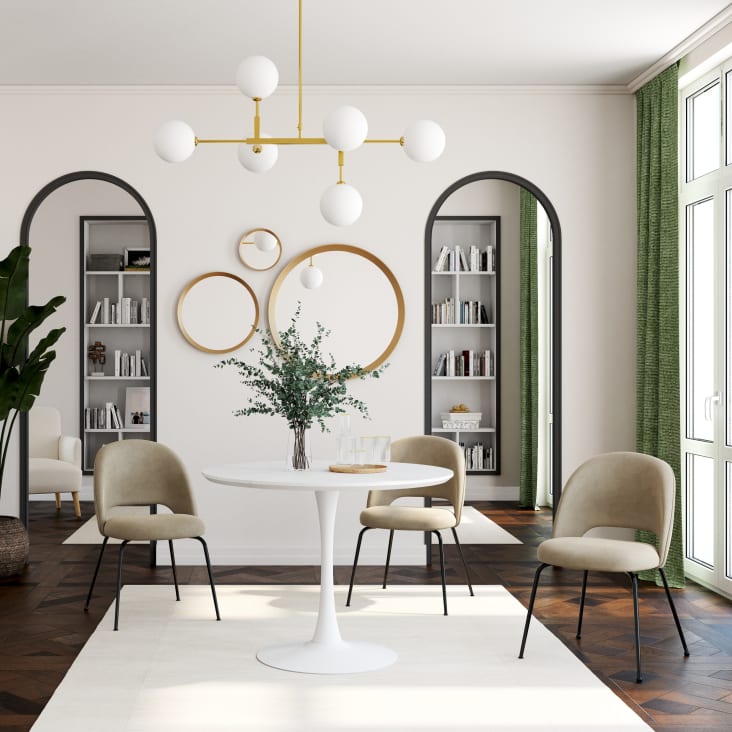 Stuhl mit Baumwollveloursbezug beige-cappuccino und schwarzem Metall-Isys ambiance-7