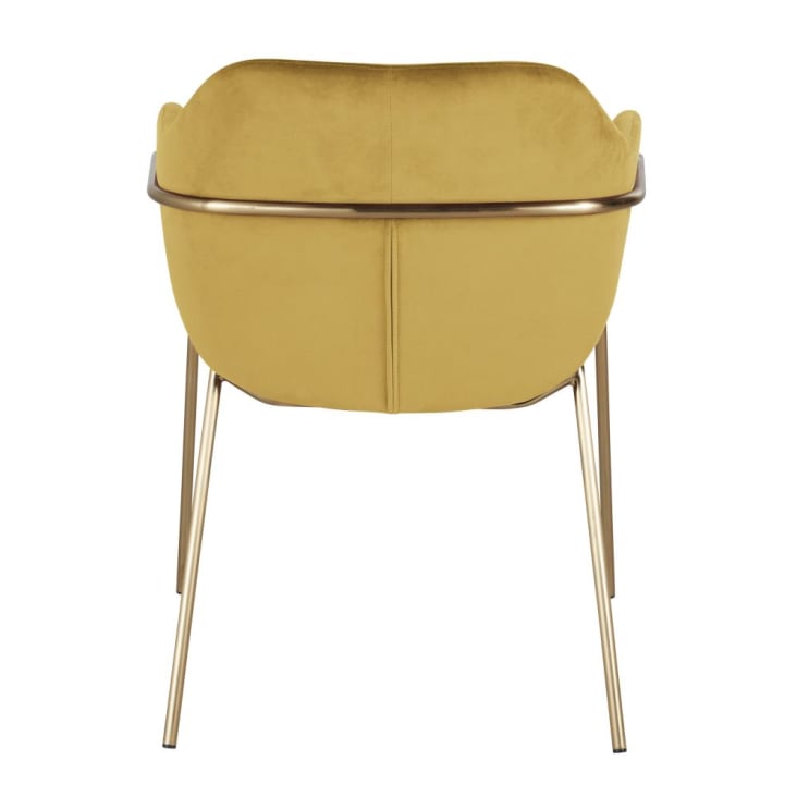 Stuhl mit ockerfarbenem Samtbezug und goldfarbenem Metall, OEKO-TEX®-zertifiziert-Neus cropped-3