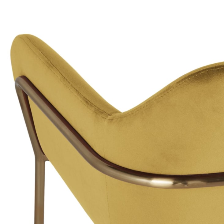 Stuhl mit ockerfarbenem Samtbezug und goldfarbenem Metall, OEKO-TEX®-zertifiziert-Neus cropped-4