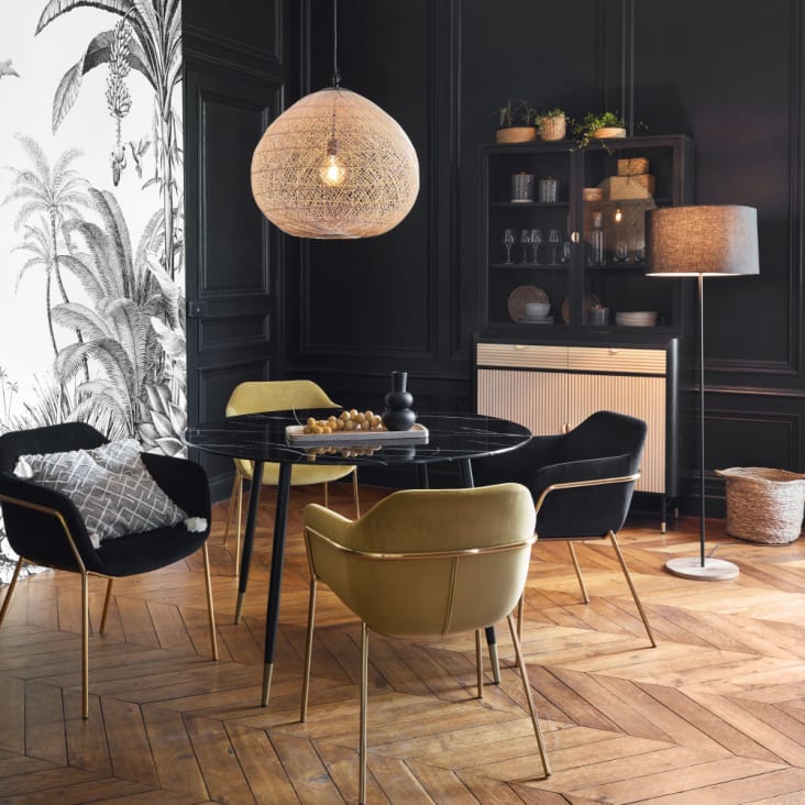 Stuhl mit ockerfarbenem Samtbezug und goldfarbenem Metall, OEKO-TEX®-zertifiziert-Neus ambiance-6