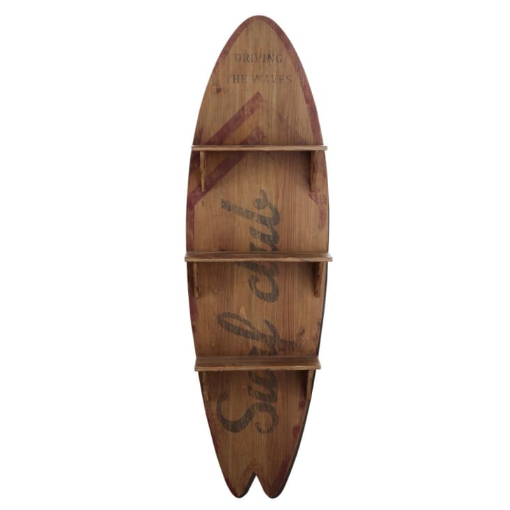 Surfbrettförmiges Regal mit Druckmotiv-SURFING