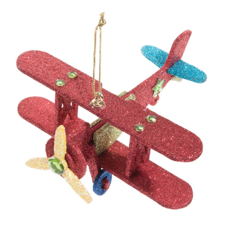 Suspension de Noël avion rouge à pailettes  Maisons du Monde