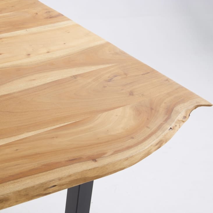 Table à manger industrielle en bois d'acacia et métal noir 8/10 personnes L200-Palissandre cropped-4