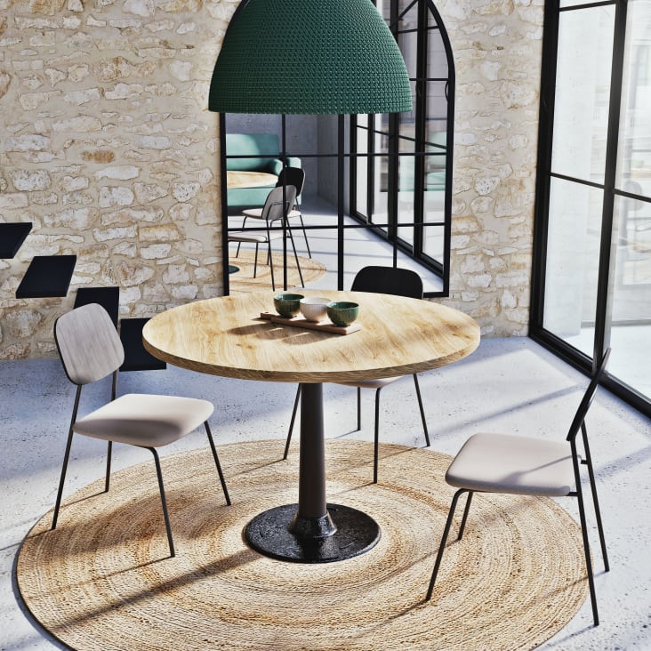 Table à manger extensible en manguier massif et métal noir 8/10