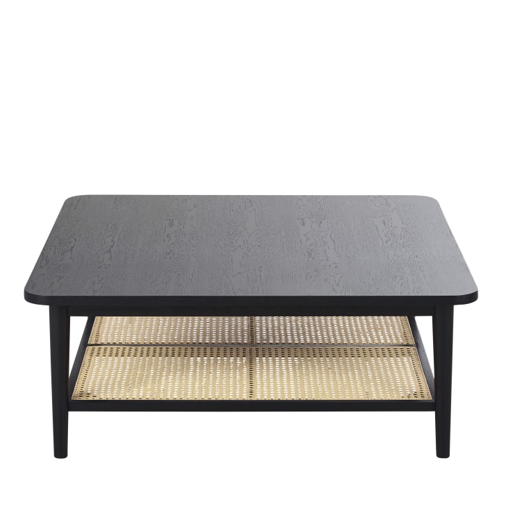 Coralie table basse double plateau noir et cannage
