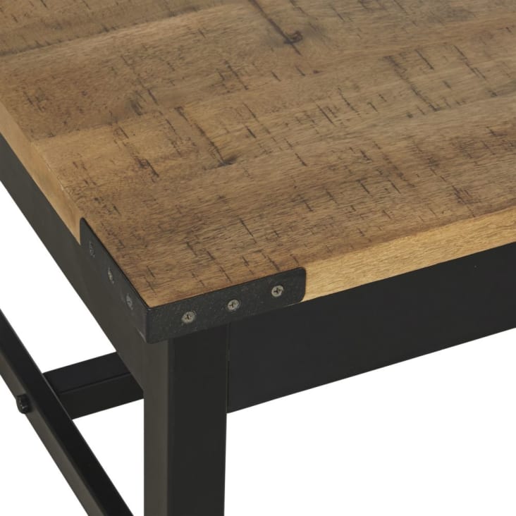 Table basse 2 tiroirs en bois de manguier massif et métal noir-Alfred cropped-3