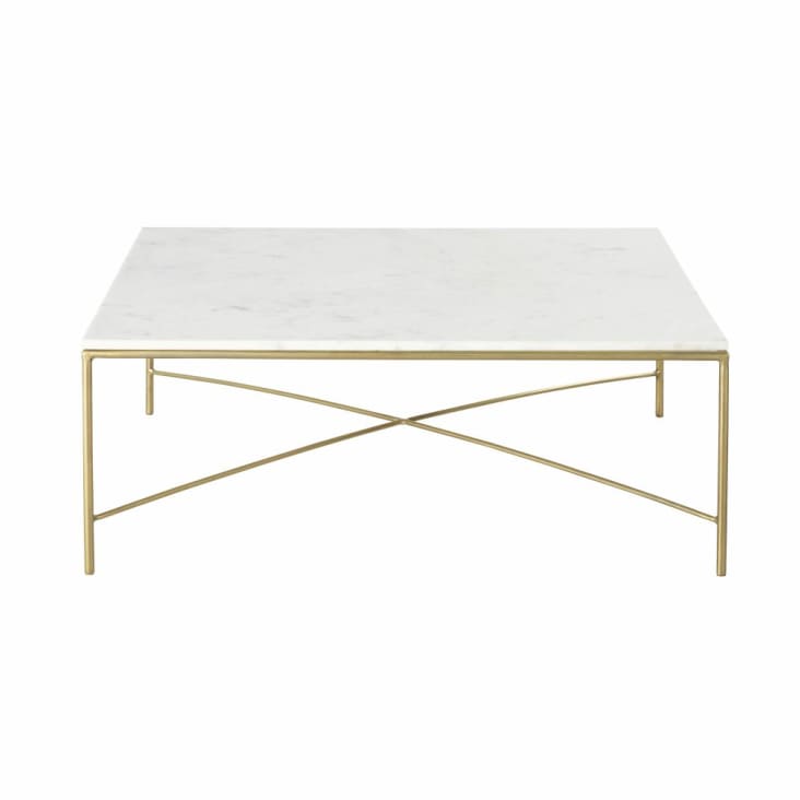 Table basse en marbre blanc et métal coloris laiton-Isaée