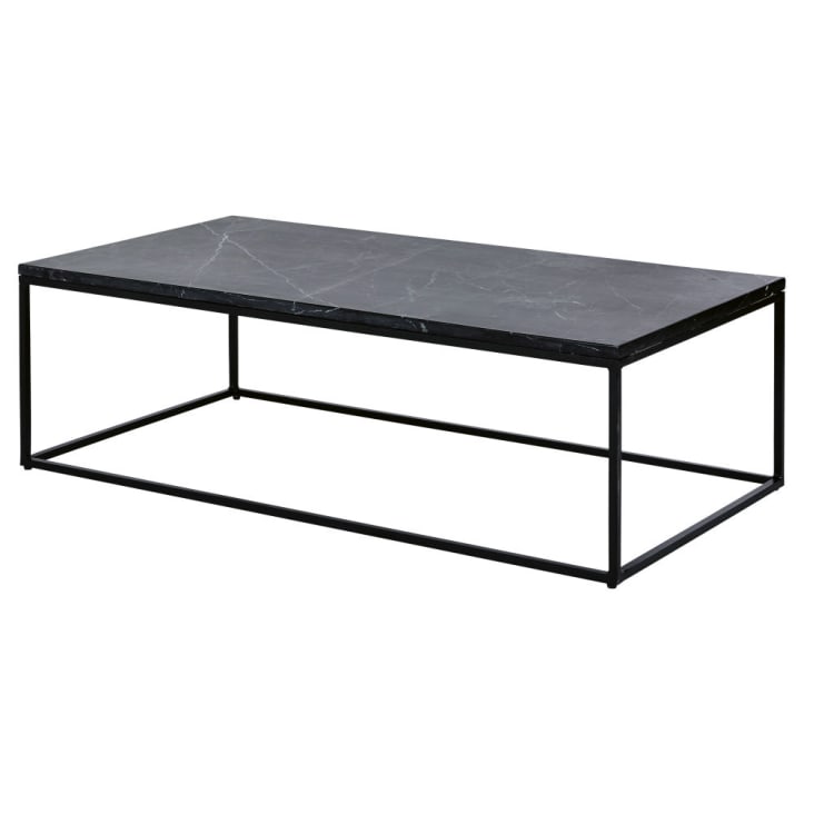 Table basse en marbre noir et métal noir-Marble cropped-2