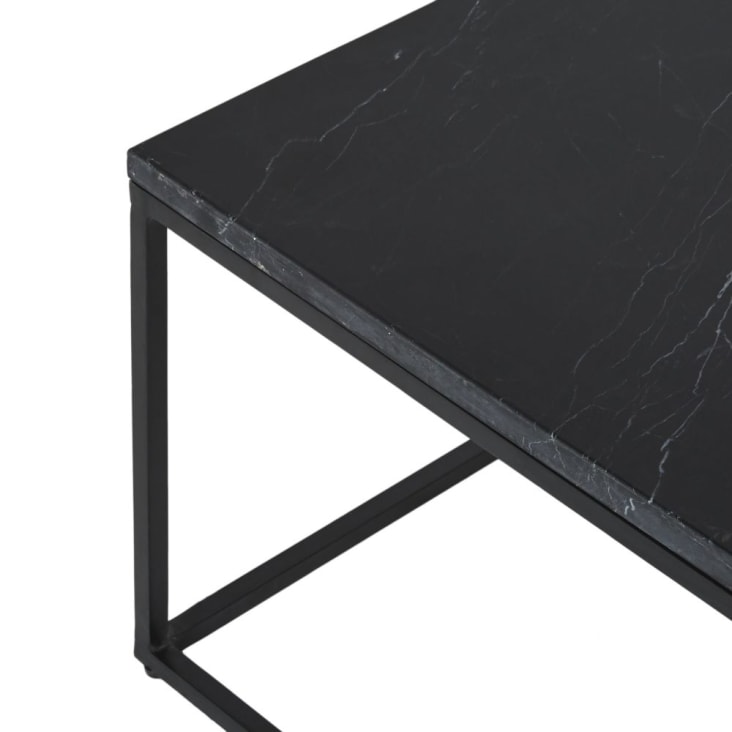Table basse en marbre noir et métal noir-Marble cropped-3