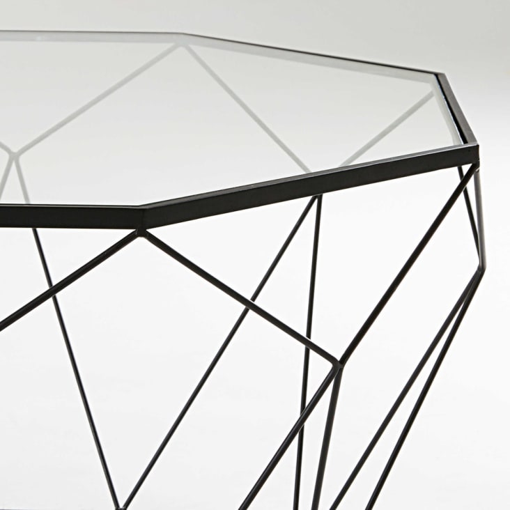Table basse en verre trempé et métal noir-Blossom cropped-2