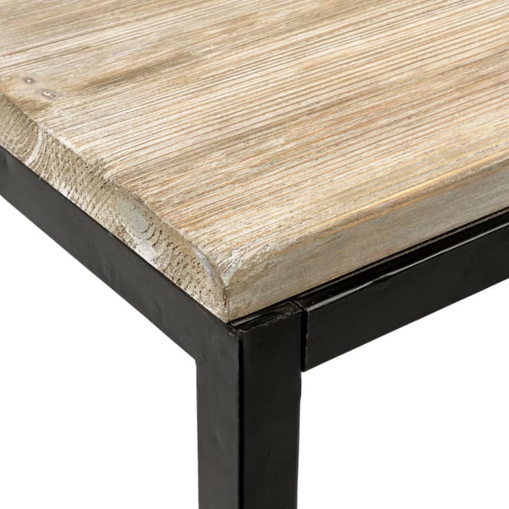 Table basse industrielle en bois de sapin massif et métal-Long Island detail-2