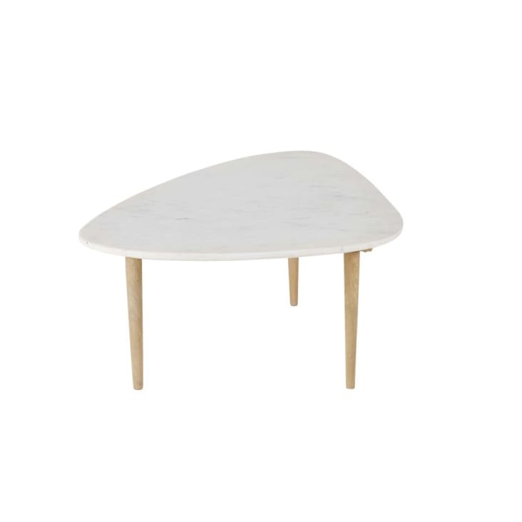 Table basse ovoïde en marbre blanc et manguier massif-Ciottolo cropped-2
