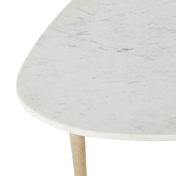 Table basse ovoïde en marbre blanc et manguier massif-Ciottolo cropped-3