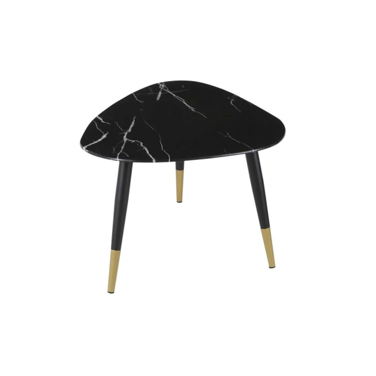 Table basse ovoïde en verre effet marbre noir et métal coloris laiton et noir-Phea cropped-2