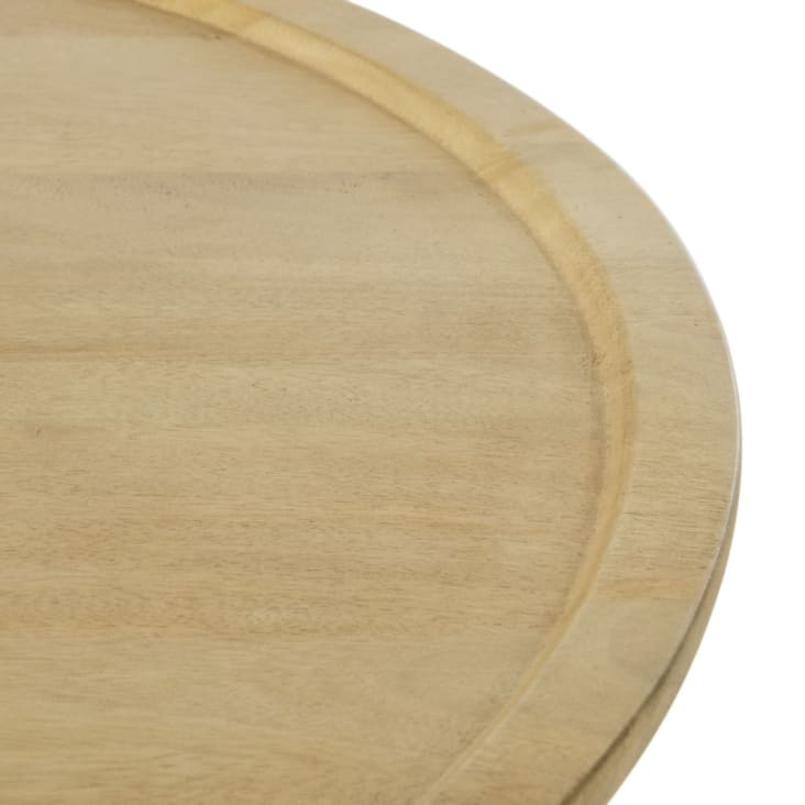 Table basse ronde en bois de manguier massif et rotin beige-Ratane cropped-2