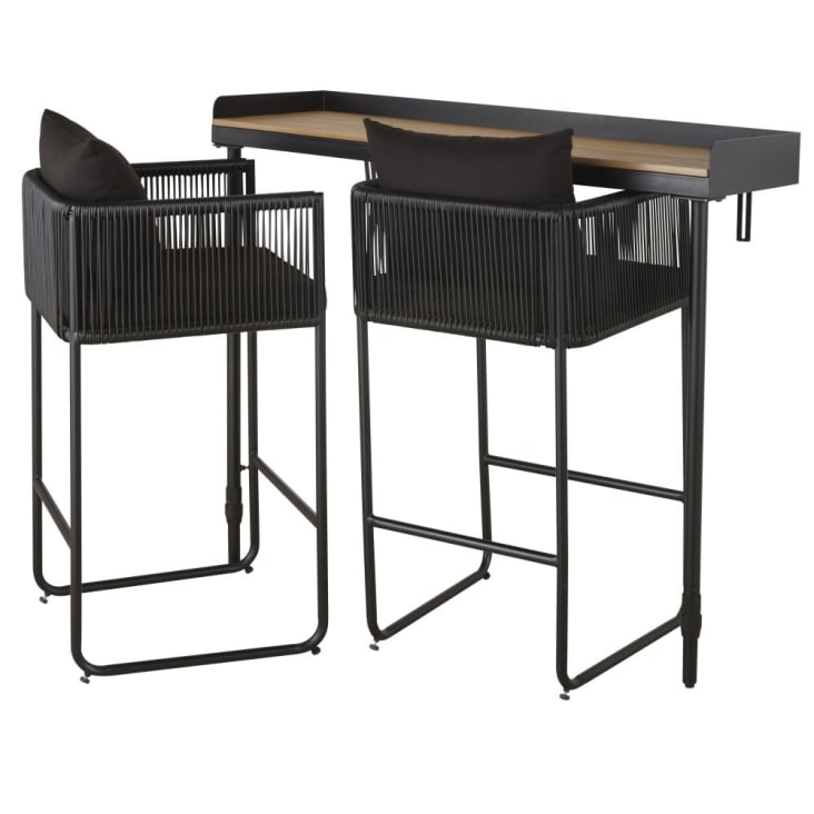 Table de balcon à suspendre bicolore et chaises de bar (x2) en acier et résine-Swann cropped-3